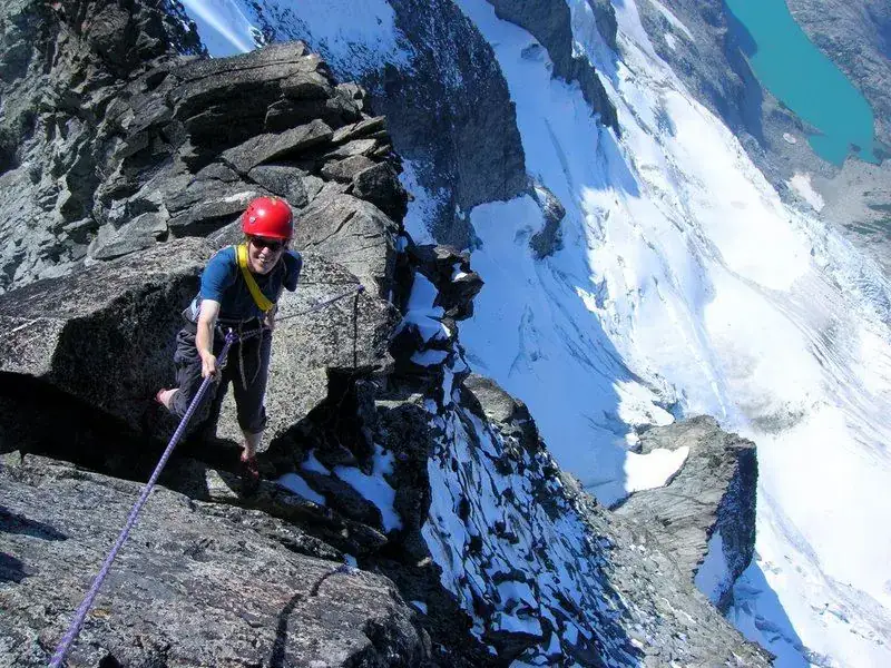 A climber on the West Ridge of Forbidden Peak NPS/A. Brun